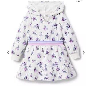 Little girls Floral Hooded Dress with Purple Accents